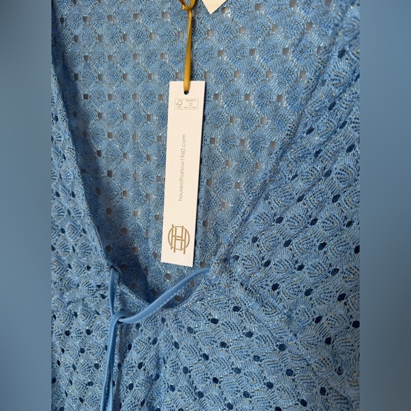 Viral House of Harlow 1960 Blue Metallic Crochet Cover-Up Dress - Picture 3 of 4